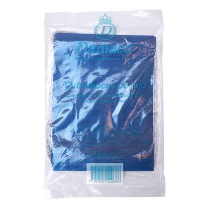Cubrebocas de lujo Damaco color azul bolsa con 10 piezas sobre fondo blanco